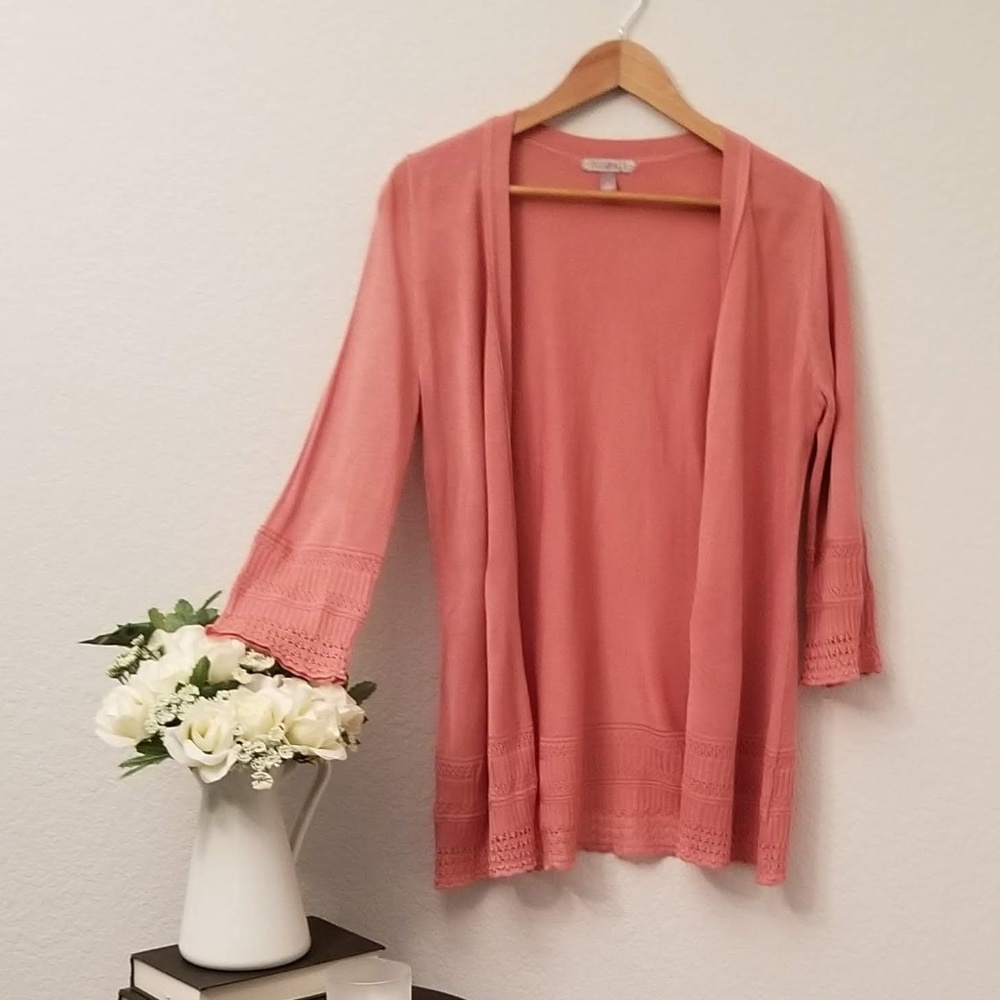 Pink Open Front Sweater